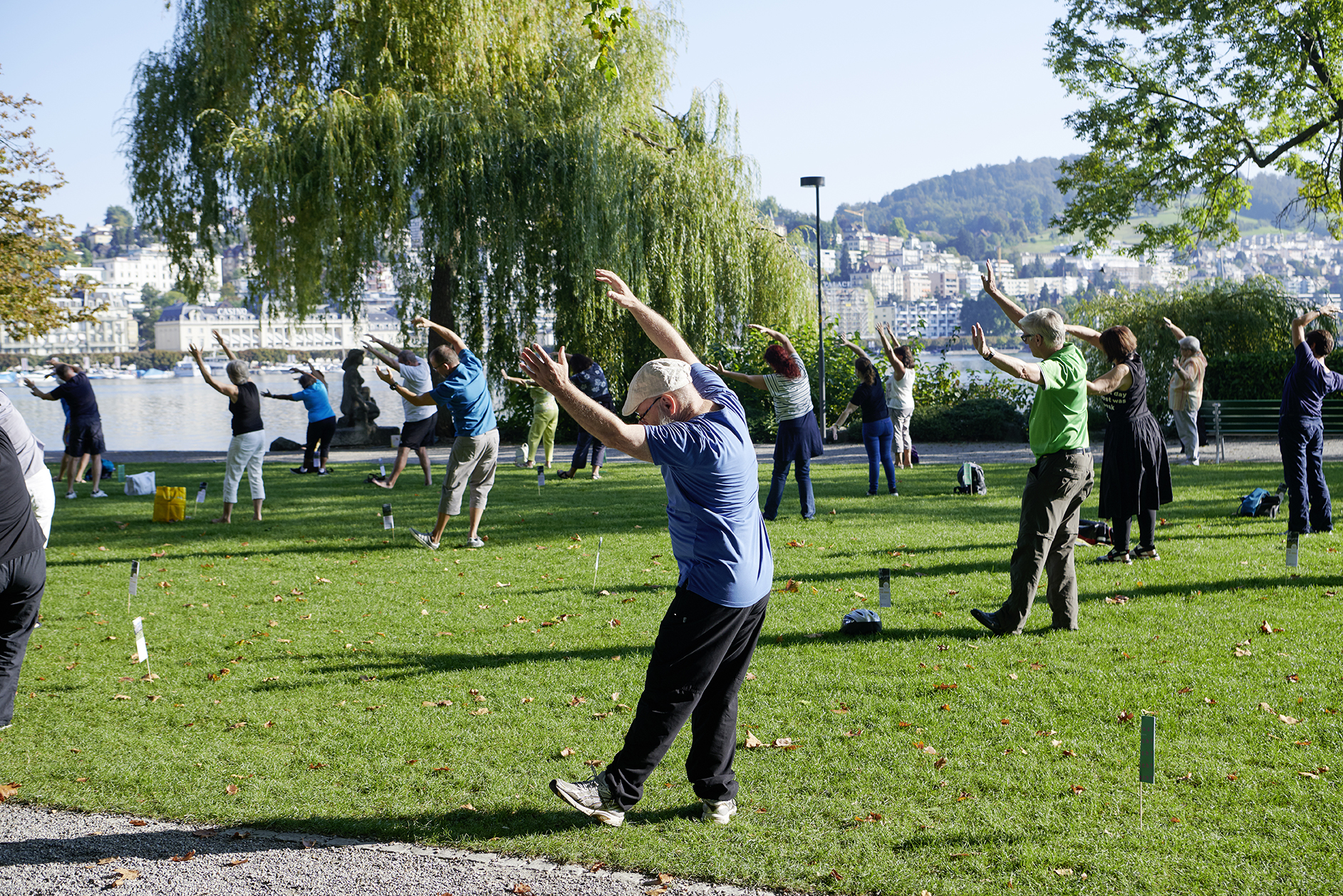 Senioren beim Qi Gong am Inseli in Luzern